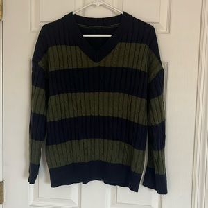 Blue and Green Cable Knit Sweater